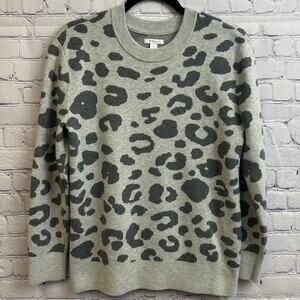 Daily Ritual Gray Leopard Print Crewneck Sweatshirt Medium Animal Print Soft
